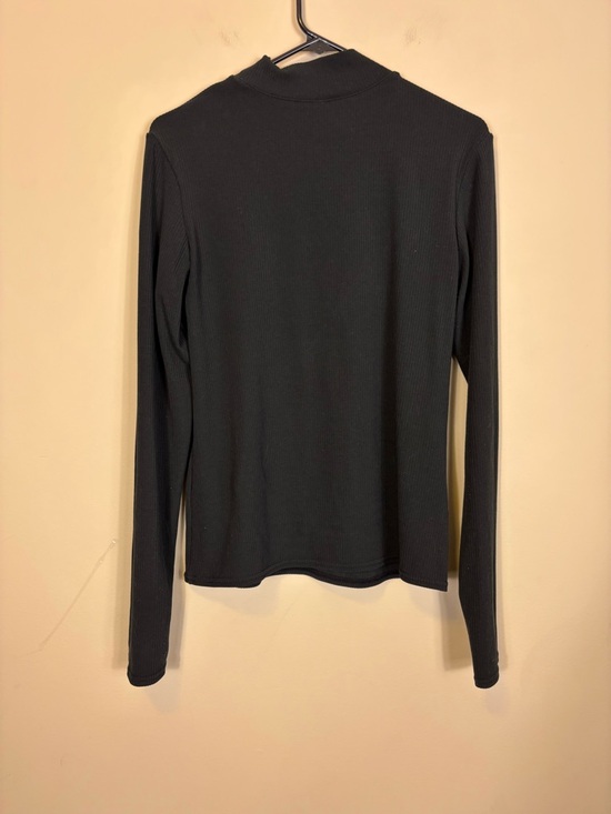 ALO Yoga Black Ribbed Mock Neck Long Sleeve Top Women’s Large - Picture 2 of 4